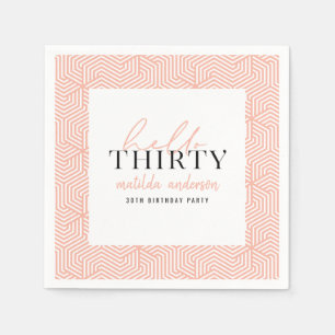 Modern geometric and script 30th birthday party napkin