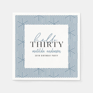Modern geometric and script 30th birthday party napkin