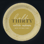 Modern geometric and script 30th birthday party paper plate<br><div class="desc">Modern geometric and script 30th birthday party design. Colours can be changed.</div>