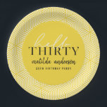 Modern geometric and script 30th birthday party paper plate<br><div class="desc">Modern geometric and script 30th birthday party design. Colours can be changed.</div>