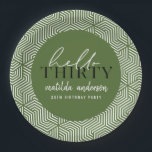 Modern geometric and script 30th birthday party paper plate<br><div class="desc">Modern geometric and script 30th birthday party design. Colours can be changed.</div>