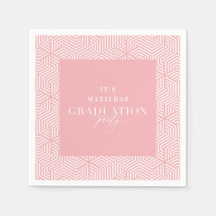 Modern geometric and script graduation party napkin