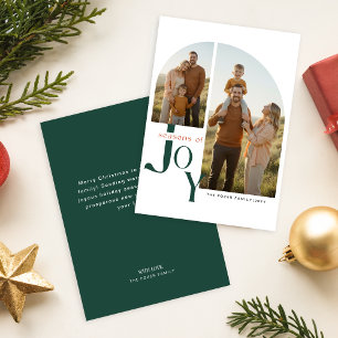 Modern Geometric Arch Photo Collage Christmas Card