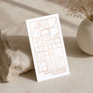 Modern Geometric Art Deco Faux Rose Gold Designer Business Card