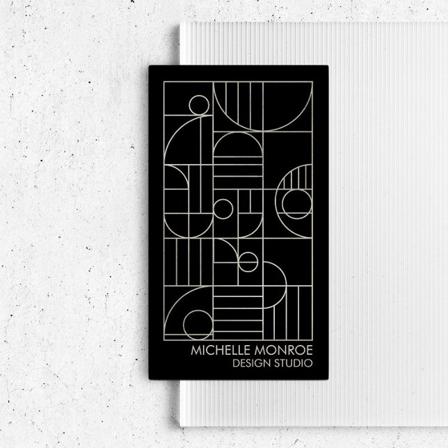 Modern Geometric Art Deco Grey/Black Designer Business Card (Creator Uploaded)