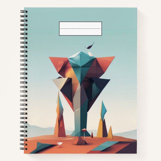 Modern geometric art in pastel tone Blue Pink Notebook (Front)