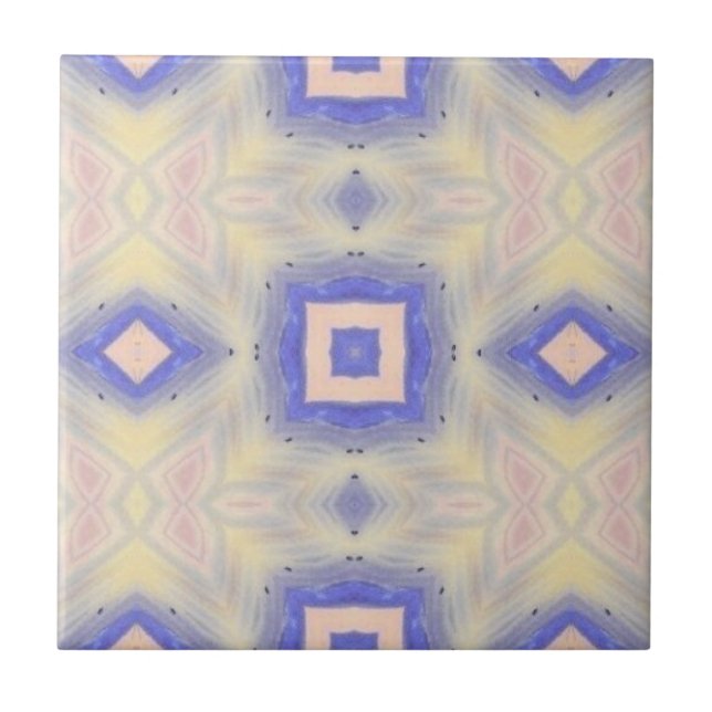 Modern geometric art lavender purple yellow pink tile (Front)