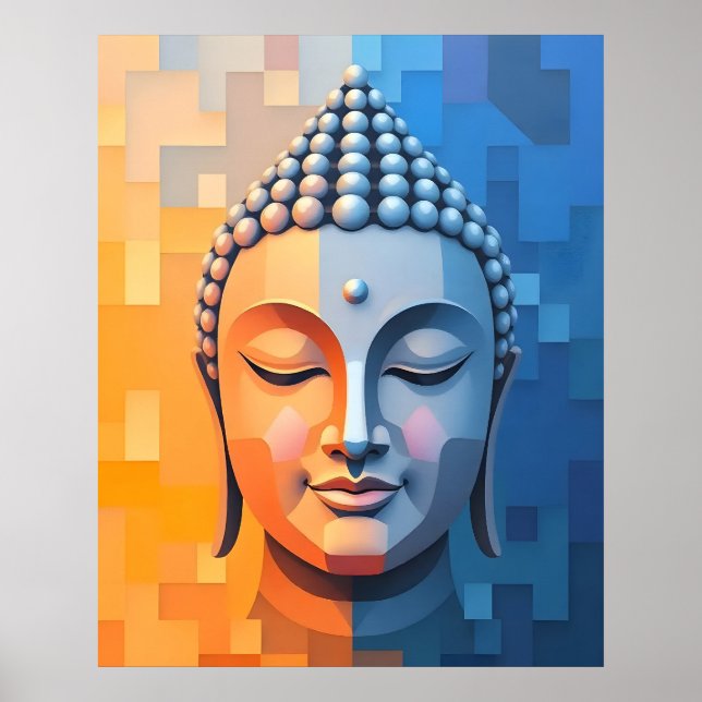 Modern Geometric Art | Meditating Buddha Poster (Front)