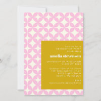 Modern Geometric Art Pink Graduation Party Photo