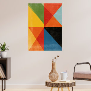 Modern Geometric Art Poster - Colourful Triangles
