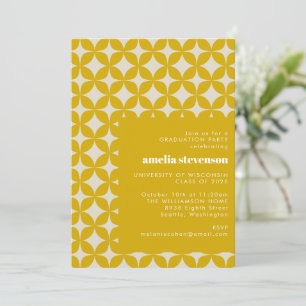 Modern Geometric Art Yellow Graduation Party Photo Invitation