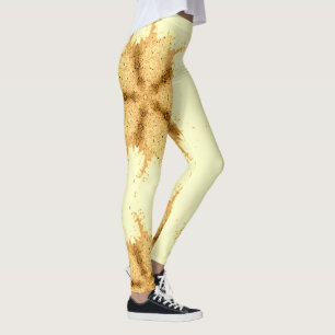 Modern geometric art yellow sepia women's leggings