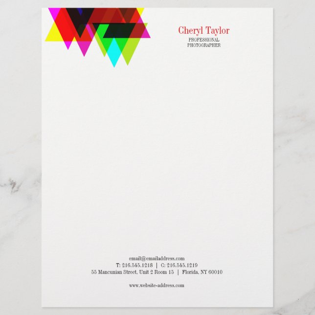 Modern Geometric Artistic Logo Professional Customized Letterhead (Front)