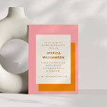 Modern Geometric Bachelorette Party Pink Orange Invitation<br><div class="desc">Modern Geometric Bold Pink and Orange Stylish Bachelorette Party Invitation</div>