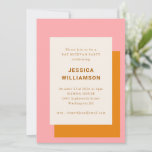 Modern Geometric Bat Mitzvah Party Pink Orange Invitation<br><div class="desc">Modern Geometric Bold Stylish Bat Mitzvah Party Invitation in Pink and Orange</div>