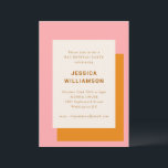 Modern Geometric Bat Mitzvah Party Pink Orange Invitation<br><div class="desc">Modern Geometric Bold Stylish Bat Mitzvah Party Invitation in Pink and Orange</div>