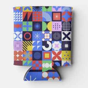Modern Geometric Bauhaus Neo-memphis Pattern Can Cooler