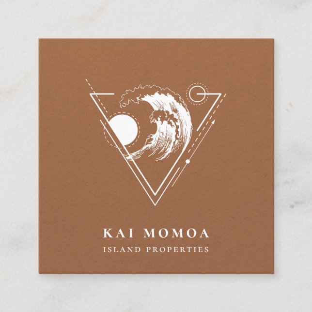 Modern Geometric Beach Wave Logo Square Business Card (Front)