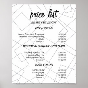 Modern Geometric Beauty Salon Price List Poster