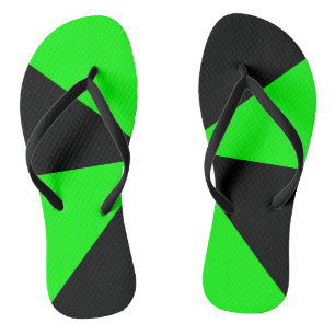 Modern Geometric Black and Lime Green Pattern Jandals