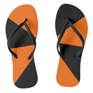 Modern Geometric Black and Orange Pattern Jandals