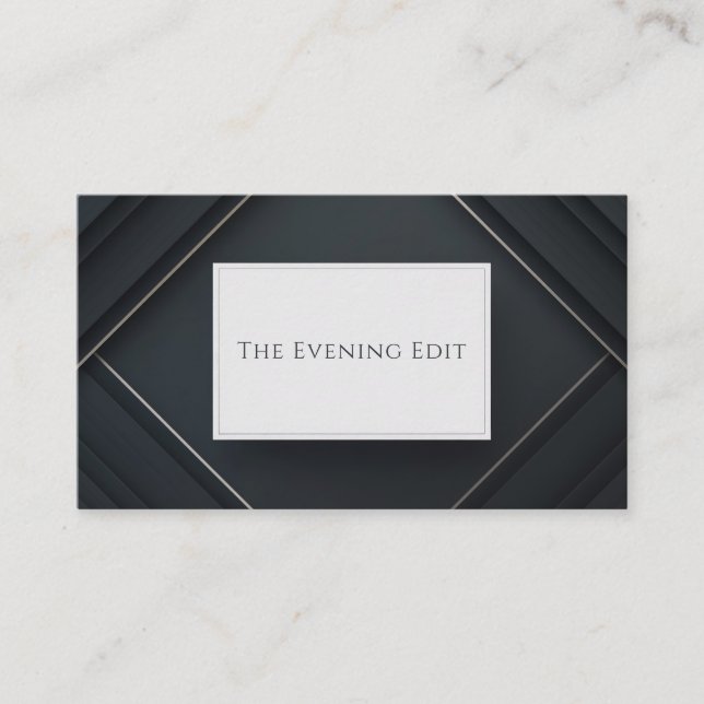 Modern Geometric Black and Silver Professional Business Card (Front)