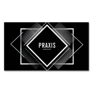 Modern Geometric Black and White Layered Diamond Magnetic Business Card