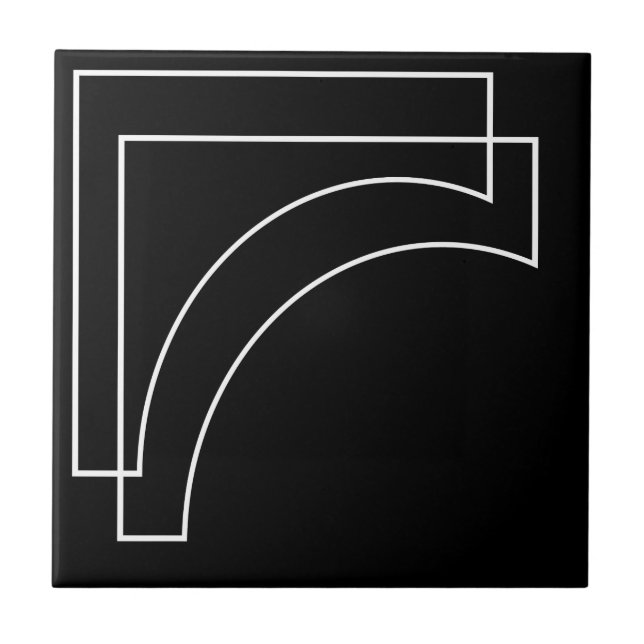 Modern Geometric Black And White Tile (Front)