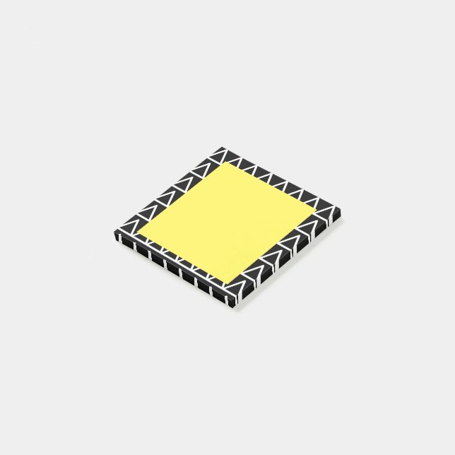Modern Geometric Black and White Yellow Post-it Notes (Angled)
