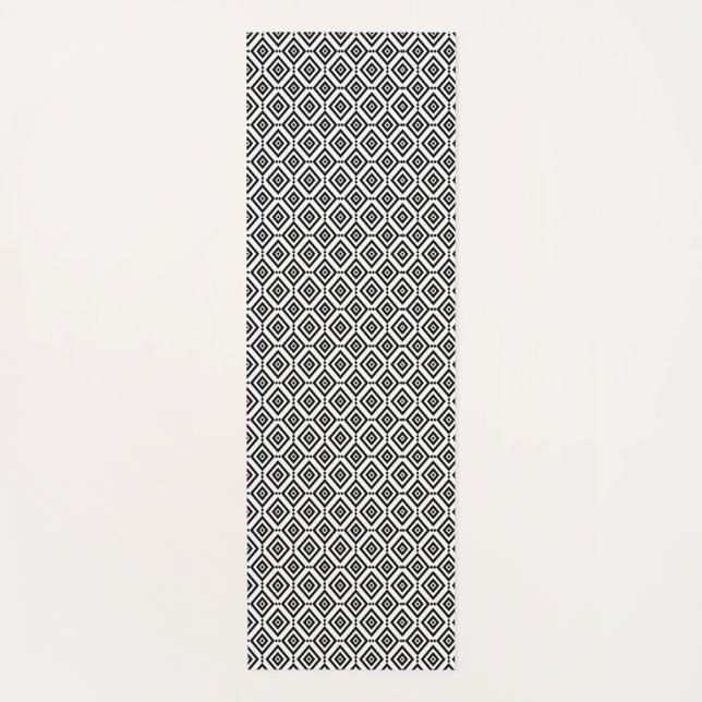 Modern Geometric Black and White Yoga Mat (Front)