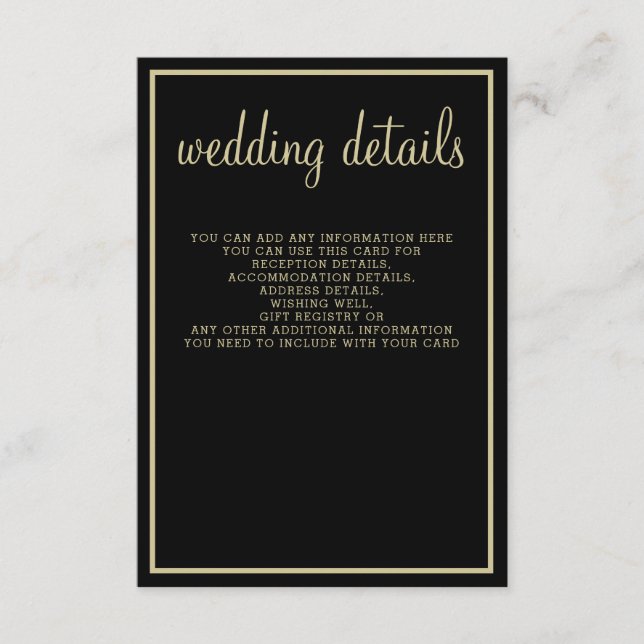 modern geometric black gold wedding enclosure card (Front)