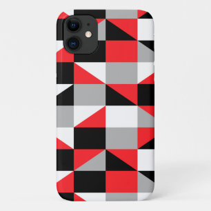 Modern Geometric Black Red Grey Pattern Case-Mate iPhone Case