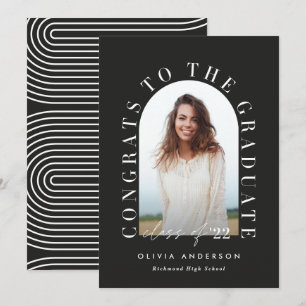 Modern geometric black white photo arch graduation
