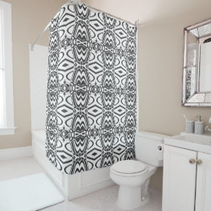Modern Geometric Black & White Shower Curtain