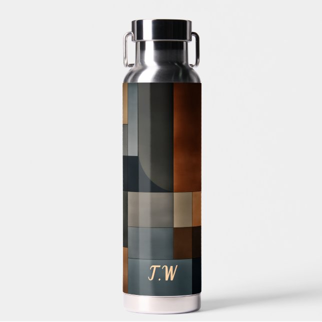 Modern Geometric Blocks - Personalised Water Bottl Bottle (Front)