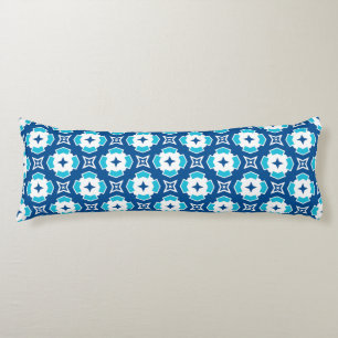 Modern Geometric Blue and White Quatrefoil Pattern Body Cushion