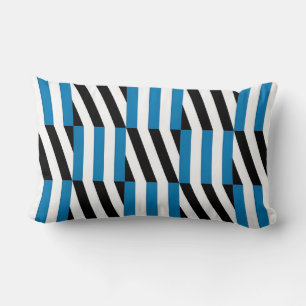 Modern Geometric Blue Black and White Op Art Lumbar Cushion
