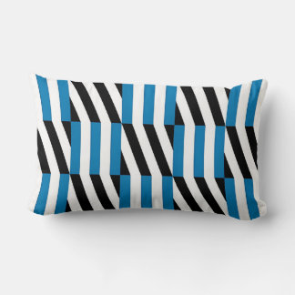 Modern Geometric Blue Black and White Op Art Lumbar Cushion
