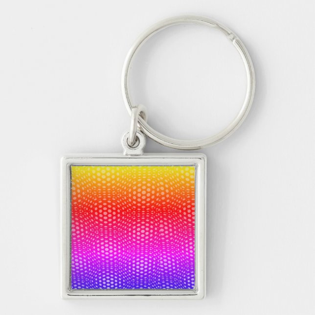 Modern Geometric Blue Dot Pattern  Key Ring (Front)