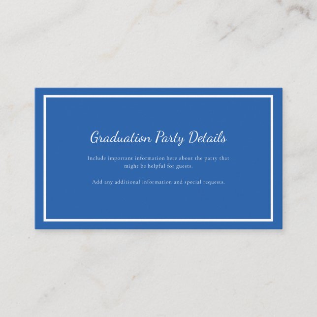 Modern Geometric Blue Graduation 2026 Party Enclosure Card (Front)