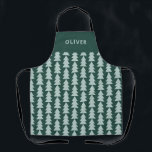 Modern geometric blue green Christmas tree graphic Apron<br><div class="desc">Modern geometric baby blue and green Christmas tree bold minimal graphic holiday baking apron design</div>