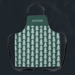 Modern geometric blue green Christmas tree graphic Apron<br><div class="desc">Modern geometric baby blue and green Christmas tree bold minimal graphic holiday baking apron design</div>