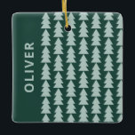 Modern geometric blue green Christmas tree graphic Ceramic Ornament<br><div class="desc">Modern geometric baby blue and green Christmas tree bold minimal graphic holiday decor gift mug design</div>