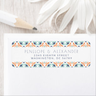 Modern Geometric Blue Orange Return Address