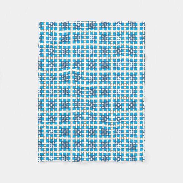 Modern geometric blue SEA squares pattern Fleece Blanket (Front)