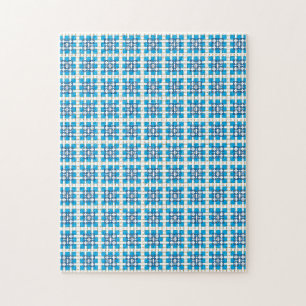 Modern geometric blue SEA squares pattern Jigsaw Puzzle