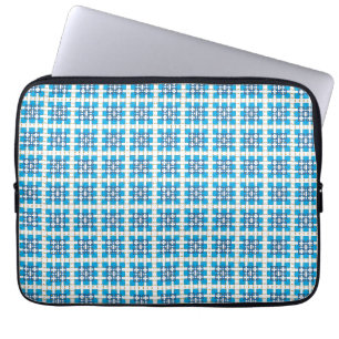Modern geometric blue SEA squares pattern Laptop Sleeve