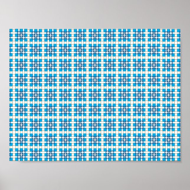 Modern geometric blue SEA squares pattern Poster (Front)