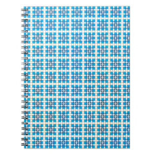 Modern geometric blue SEA squares pattern Spiral Notebook