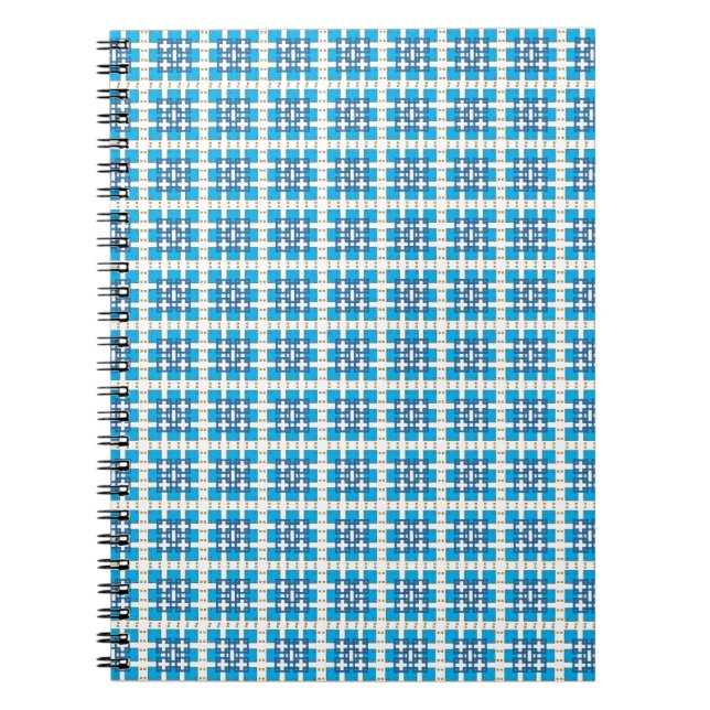 Modern geometric blue SEA squares pattern Spiral Notebook (Front)